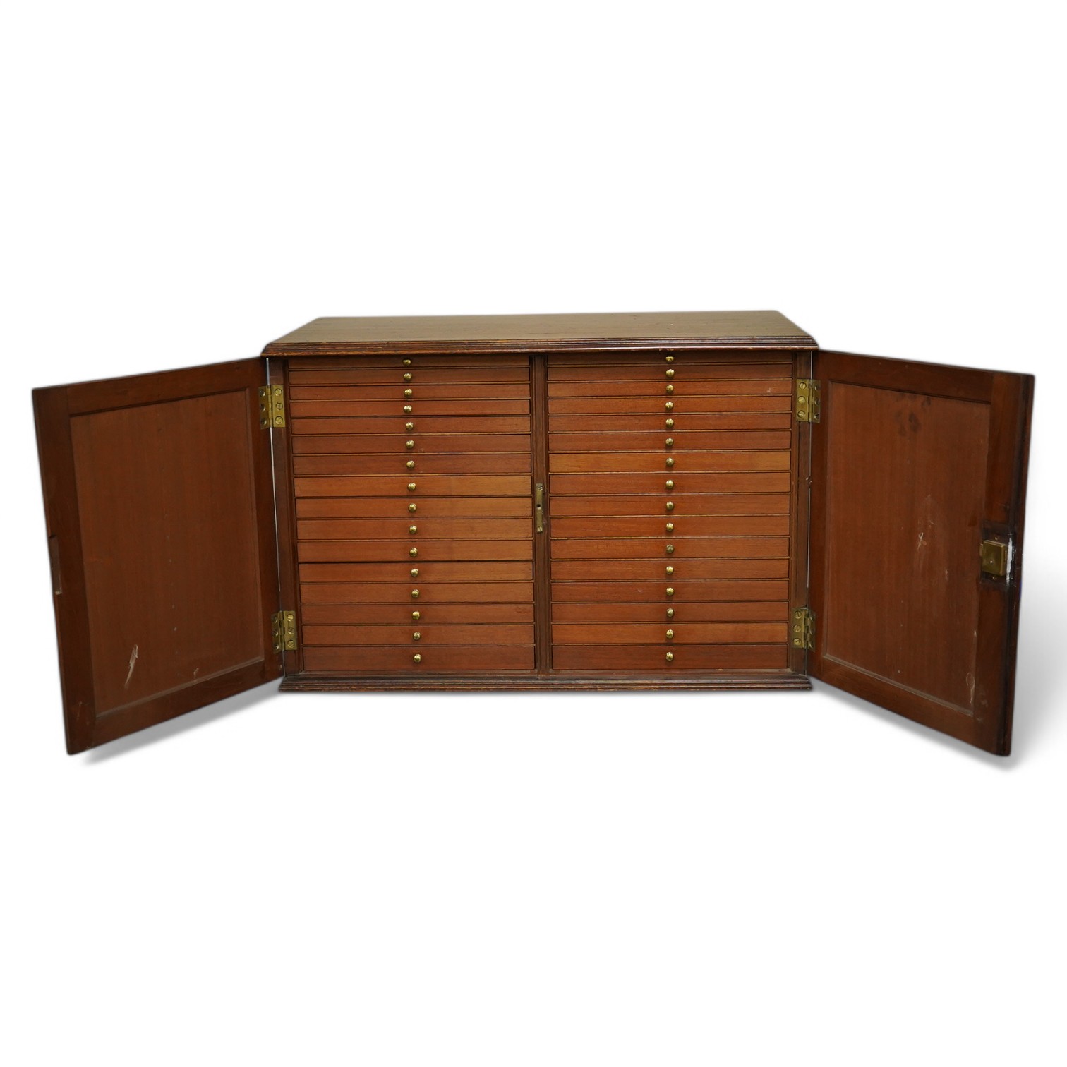 A 19th century mahogany coin collector’s cabinet, 62cm wide